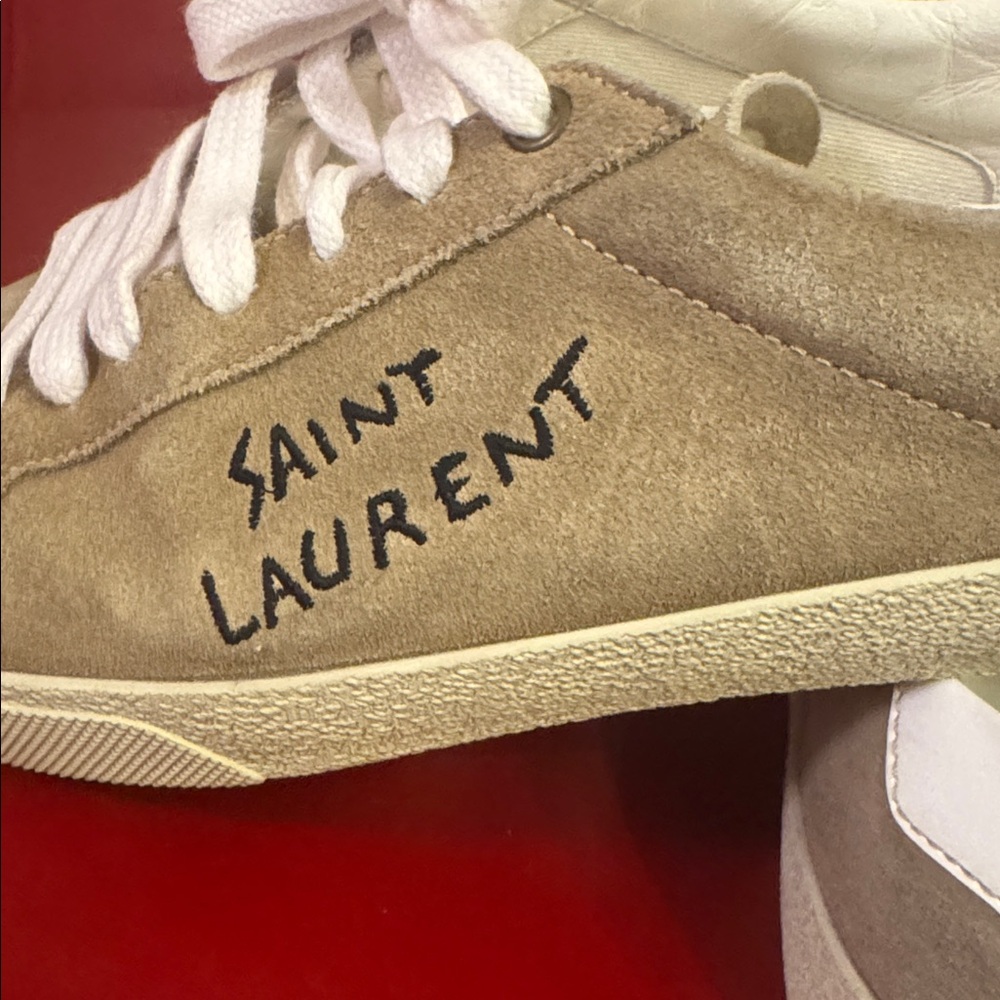Saint Laurent Men's Tan and White Sneakers